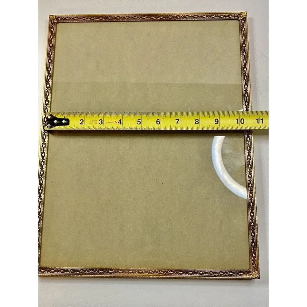 Intricate Brass Floral Gold Vertical Stand Up‎ Easel Back Frame Vintage